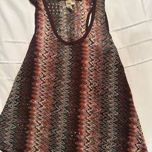 Womens Asymmetrical Brown and Orange Sleeveless Tank Top